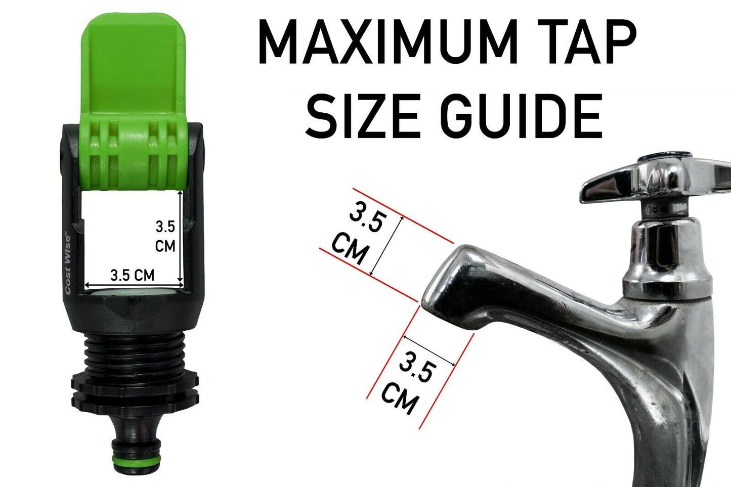 Kitchen Tap Connector to Garden hose Adaptor, Hozelock compatible - Green