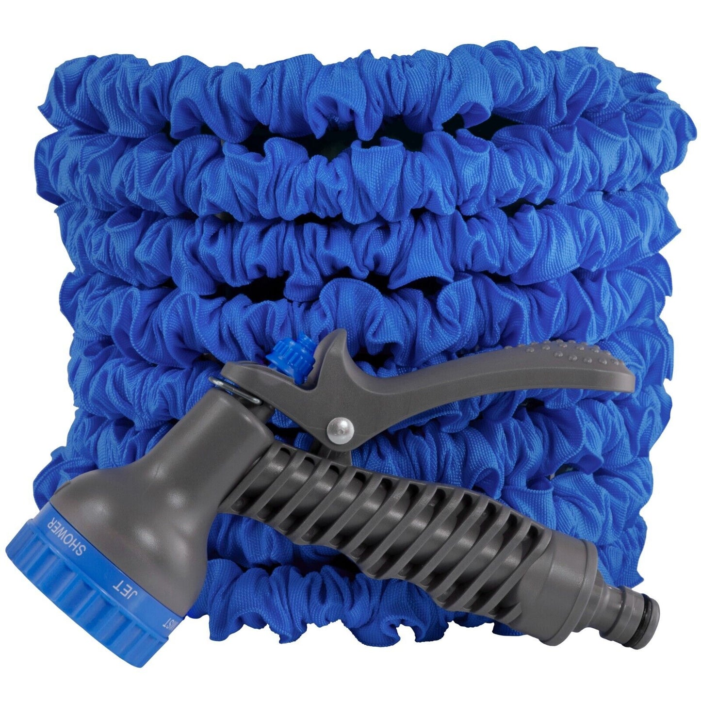 Blue Expanding X Hose 5m-15m Pipe, Multi Spray Jet and Storage Bracket Hanger