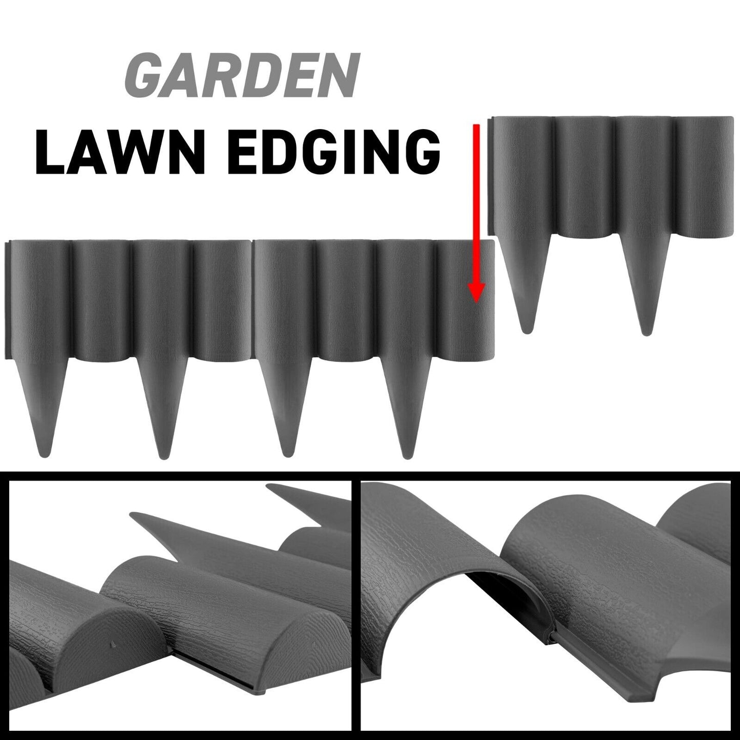 2.5m-50m Lawn Grass Edging Garden Plants Flow Bed Border Wood Log Texture Effect