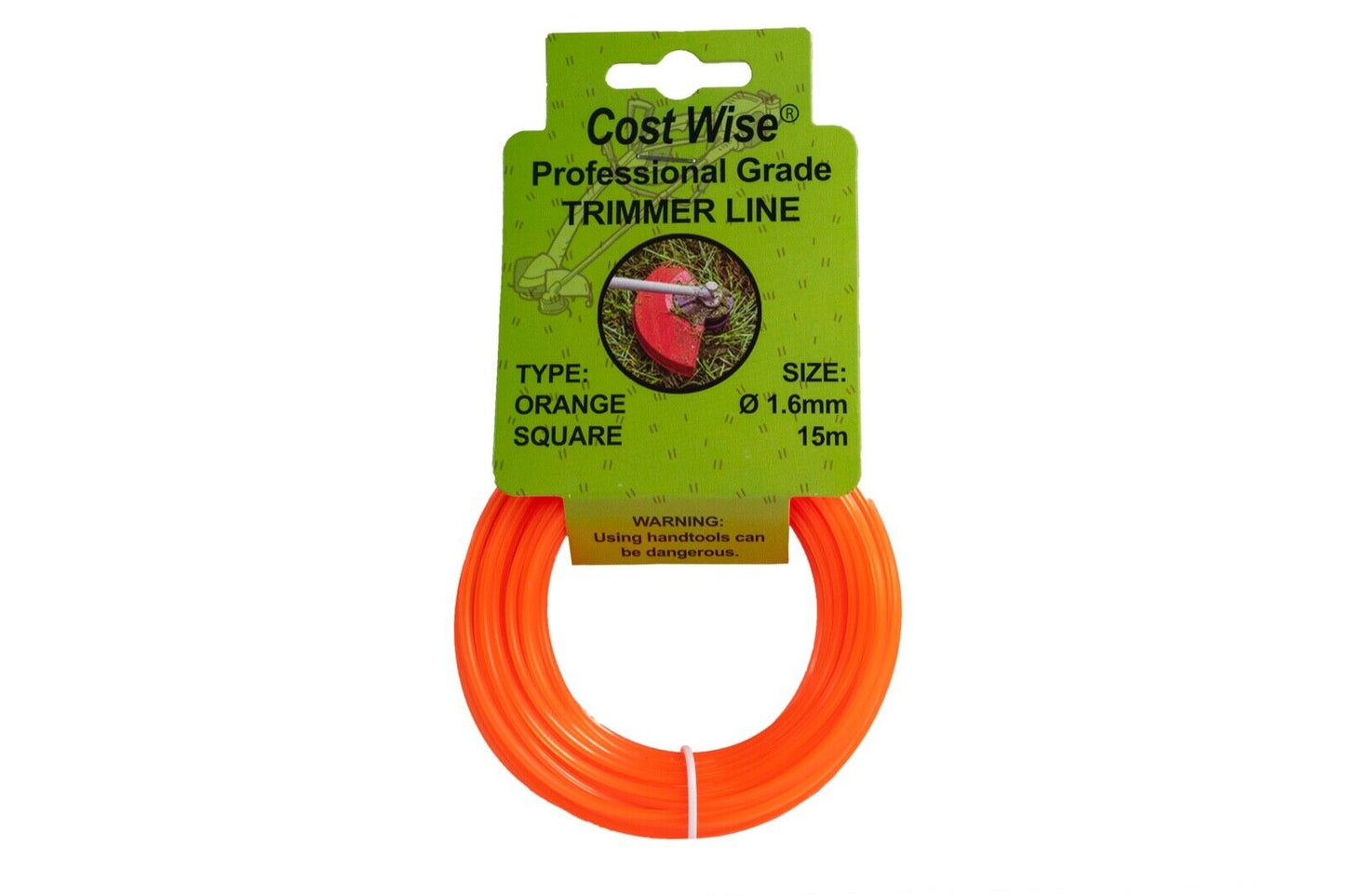 Orange SQUARE Strimmer Line, Strong 15M For Petrol Strimmers, up to 3MM THICK!