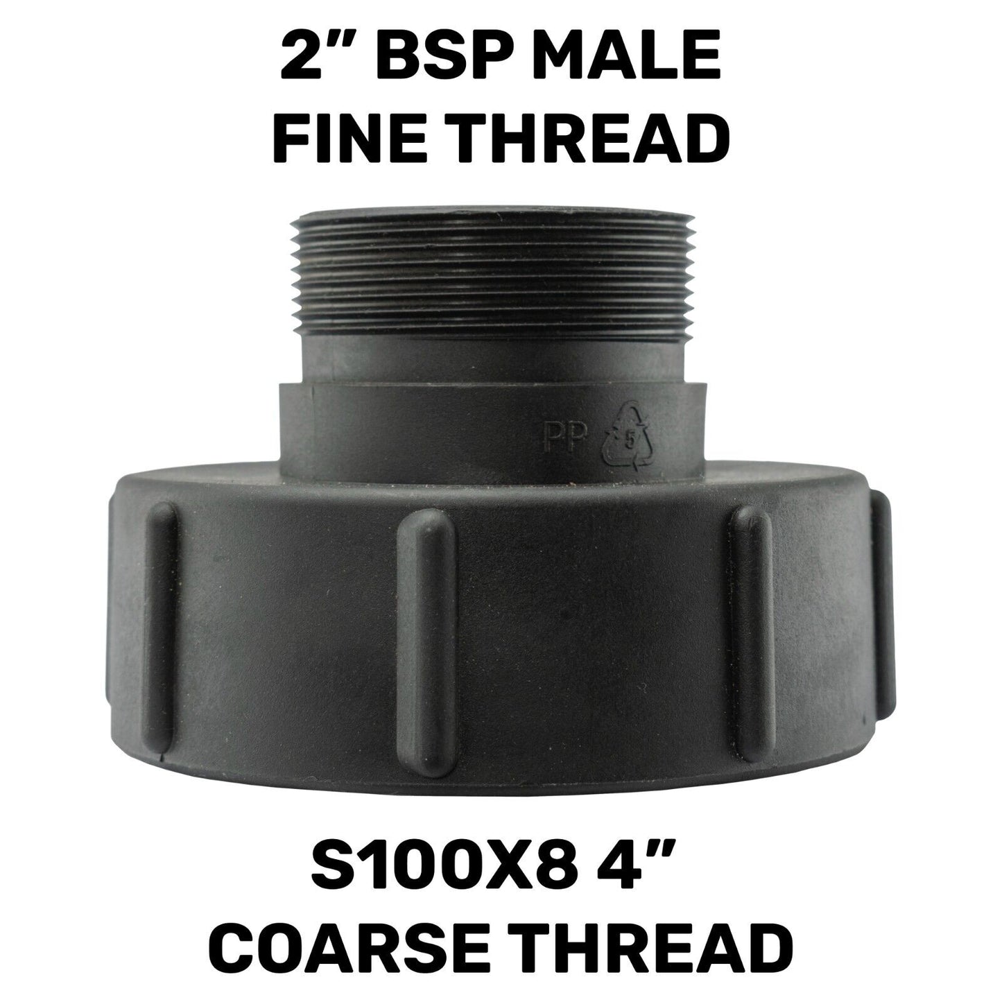 IBC TANK Adapter S100X8  Coarse 4" to 2" BSPM Thread Outlet Water TANK Reducer