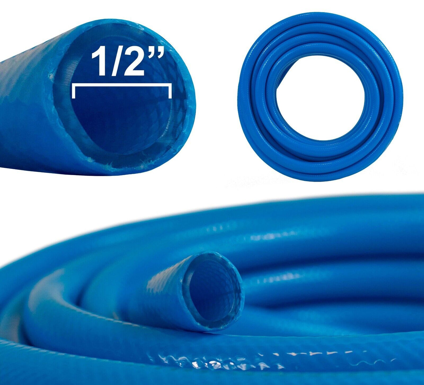 Blue Garden Hose Pipe Reel Reinforced 4-LAYER Outdoor HOSEPIPE 10M +2 Connectors