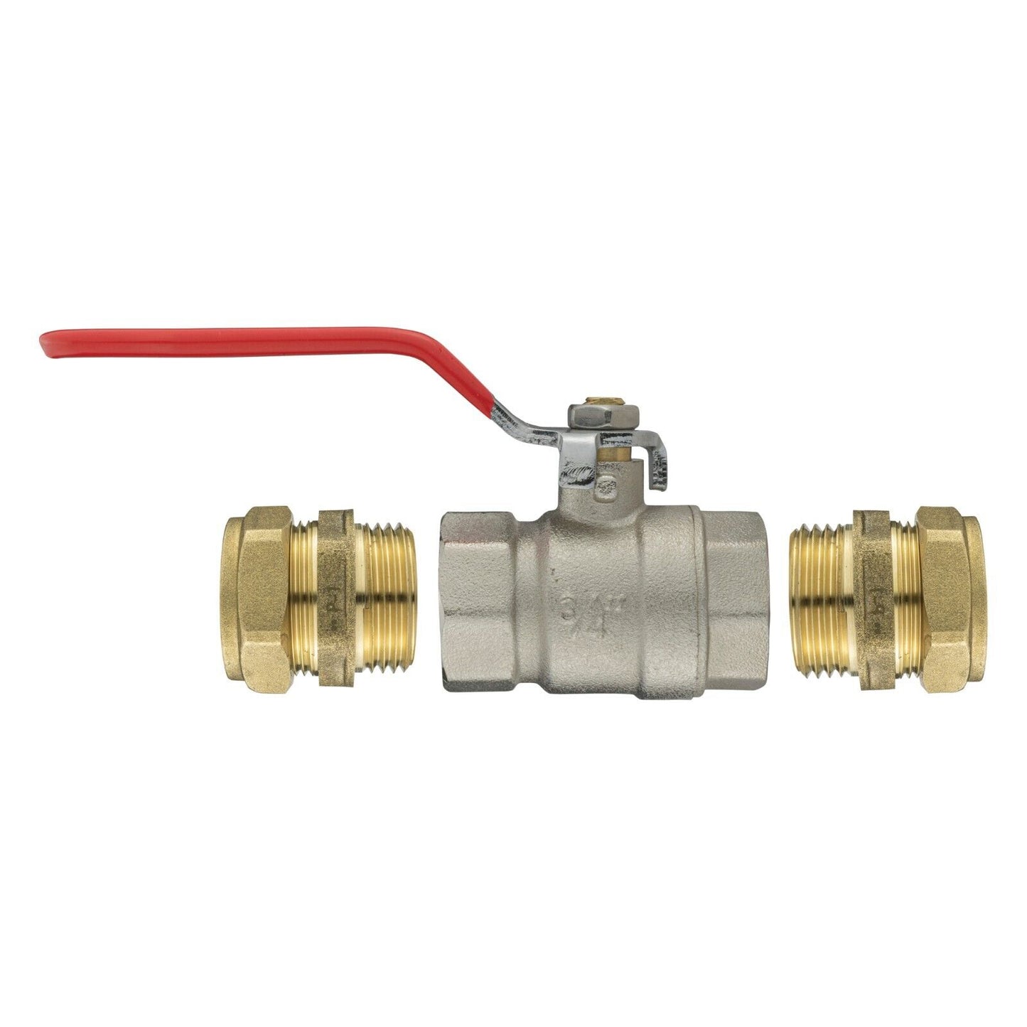 Brass Compression Copper Water Pipe Fitting 22mm & Metal Shutoff Valve 3/4" BORE