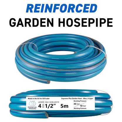 5m Blue Supreme+ 1/2" Reinforced Garden Hose Pipe