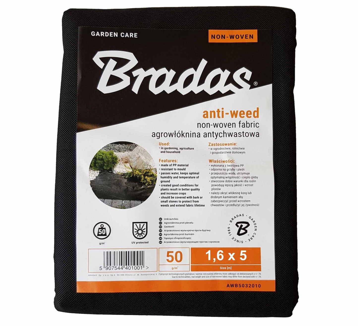 Weed Control Fabric Ground Cover 1.6m x 5m Anti Weed Garden Bed Membrane Sheet