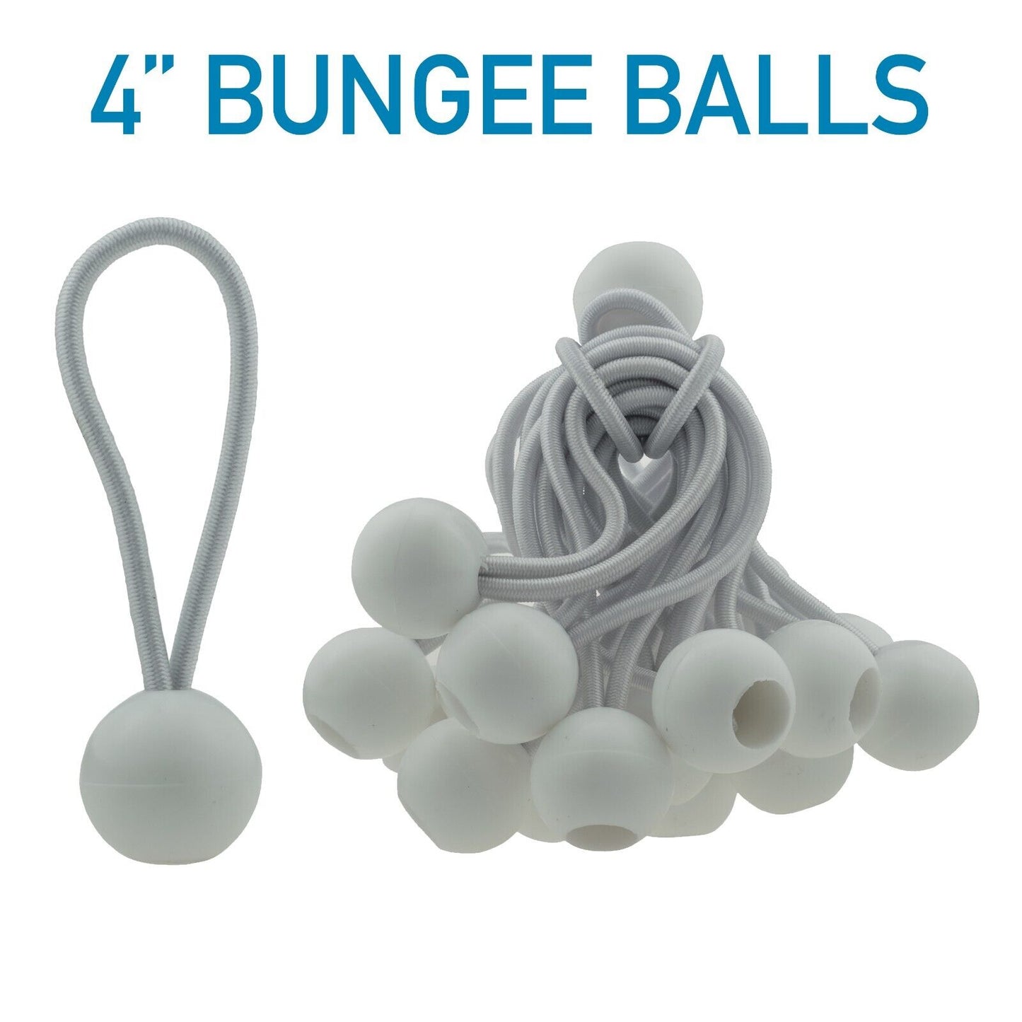 4" Black & White Bungee Balls, Elasticated Marquee Cord Shock Ties, 40 PACK UK