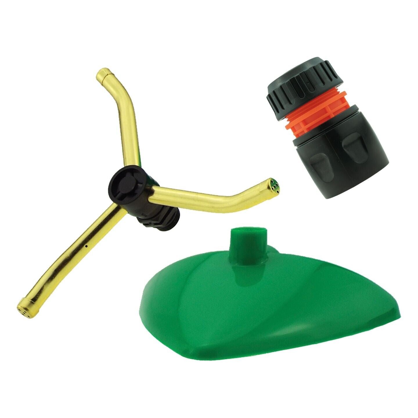 Small Rotating Lawn Sprinkler Green Leaf Style Garden Plant Watering & Connector