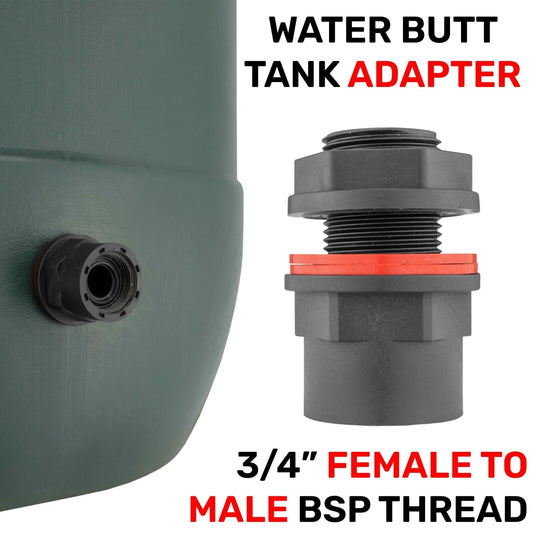 3/4" BSP Garden Water Butt Tank Adapter Male to Female BSP Thread + Nut & Washer