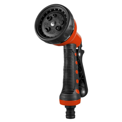 Multi-Pattern Water Sprayer Hose Gun, 8 Spray Options - Orange & Black