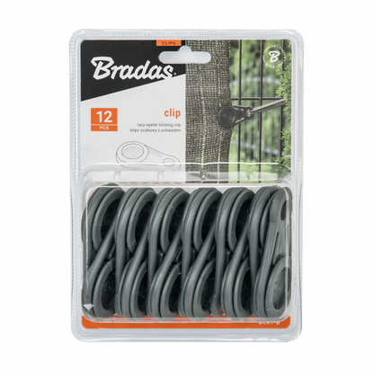 10-50 BRADAS Tent, Tarpaulin & Groundsheet Eyelet Clips, Heavy Duty & Windproof