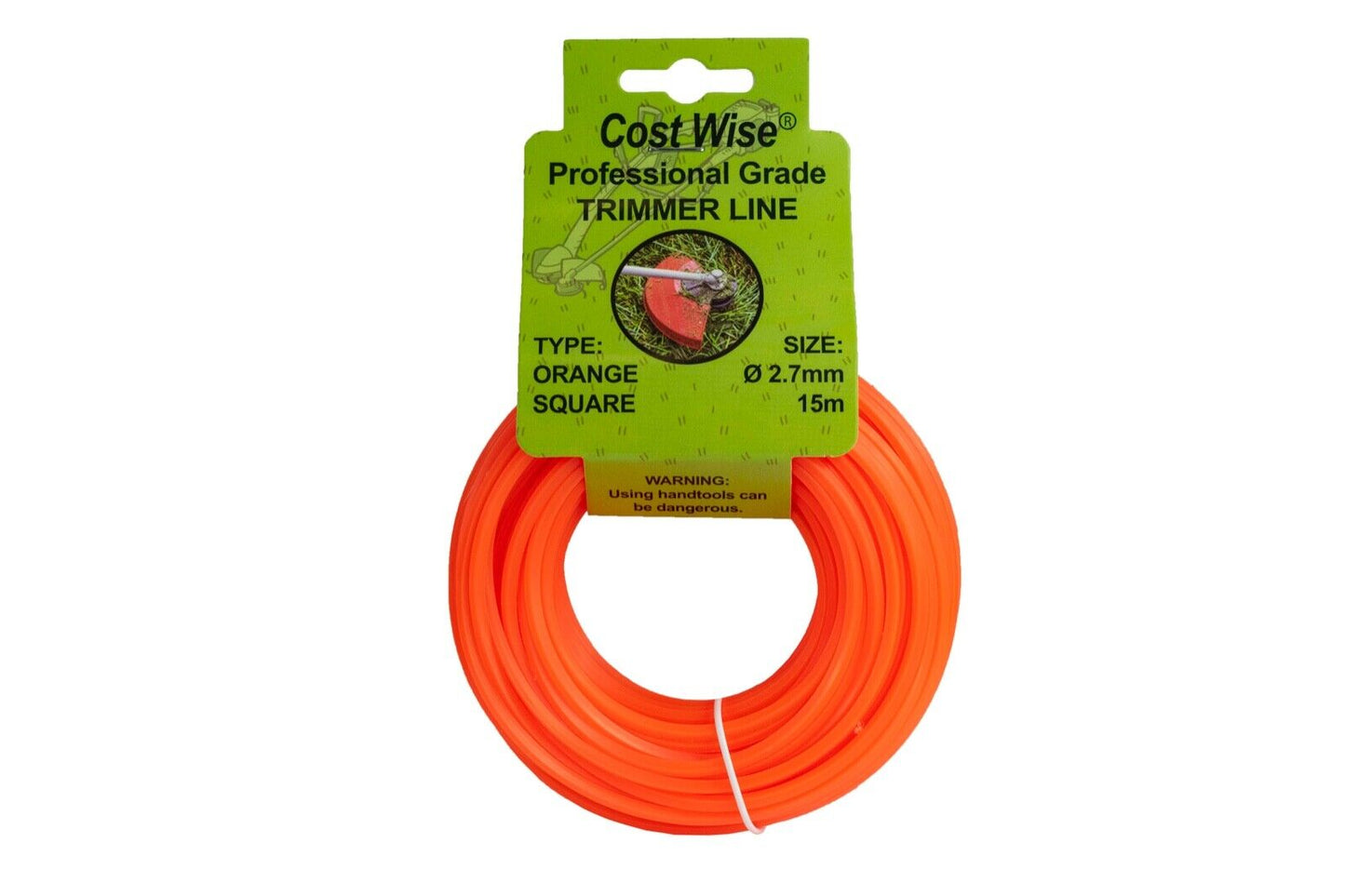 Orange SQUARE Strimmer Line, Strong 15M For Petrol Strimmers, up to 3MM THICK!