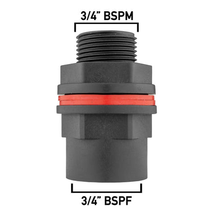 3/4" BSP Garden Water Butt Tank Adapter Male to Female BSP Thread + Nut & Washer