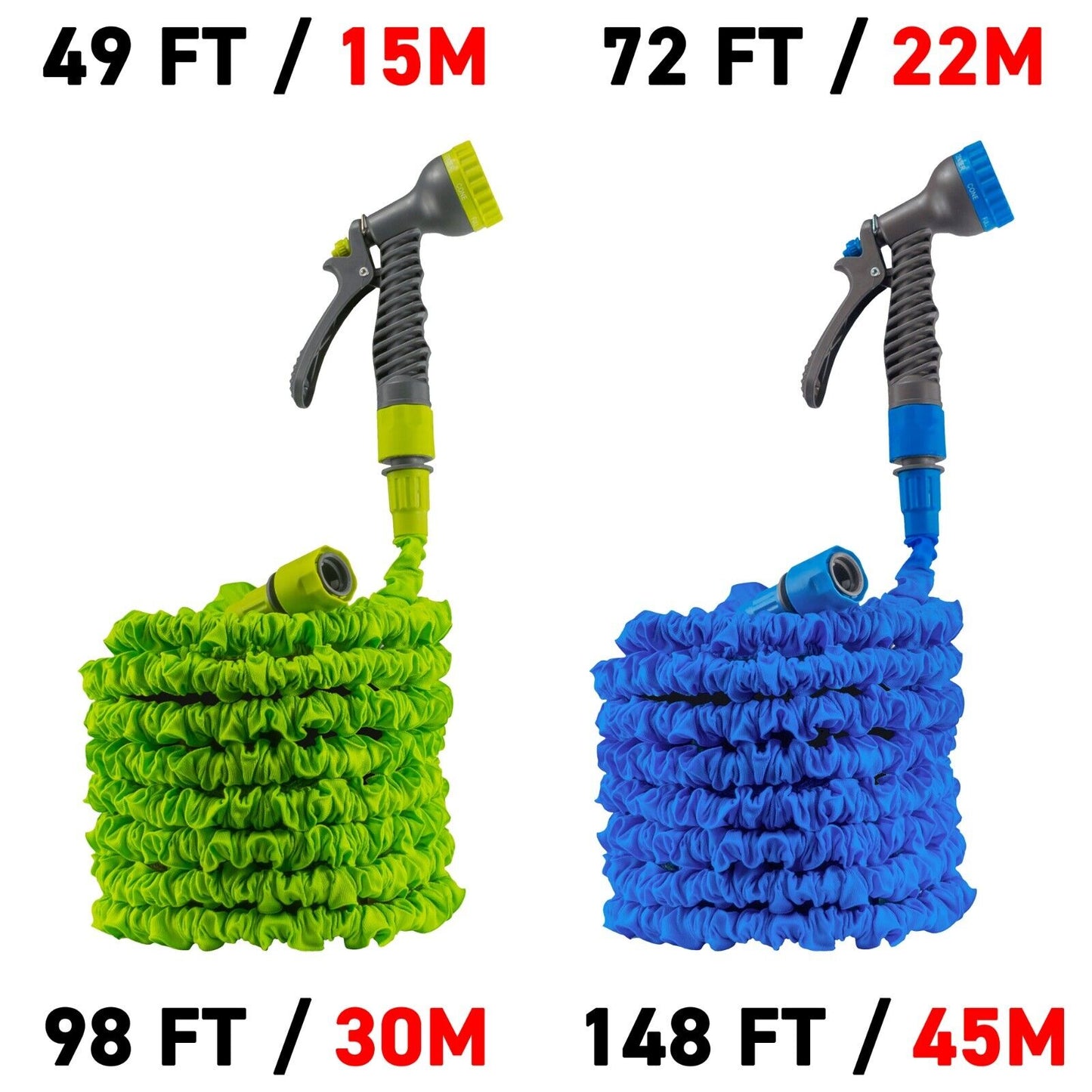 Expandable Garden Hose Pipe Anti Kink With 7 Function Water Spray Gun Magic Hose