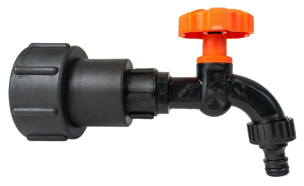 IBC 1/2" BSP Extender Fitting with Black Orange Dial Butterfly Tap Quick Connect