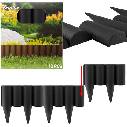 BLACK Garden Edging Flexible LAWN Wall Flowerbed Border, 2.5m Rigid LOG STYLE