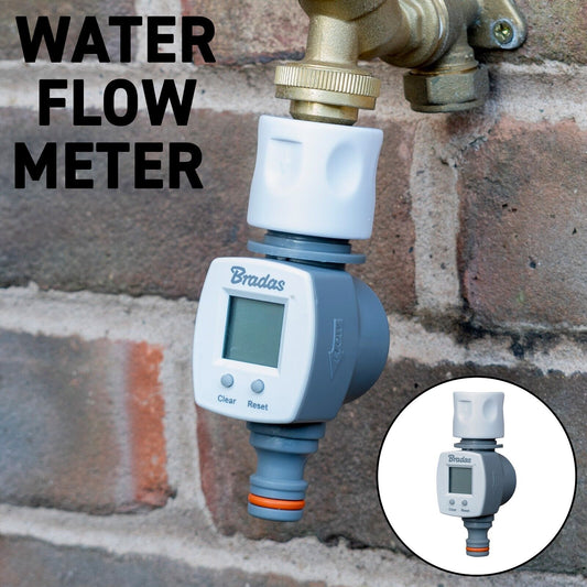 Digital Garden Tap Water Flow Meter Counter Measure, Click Lock Quick Connection