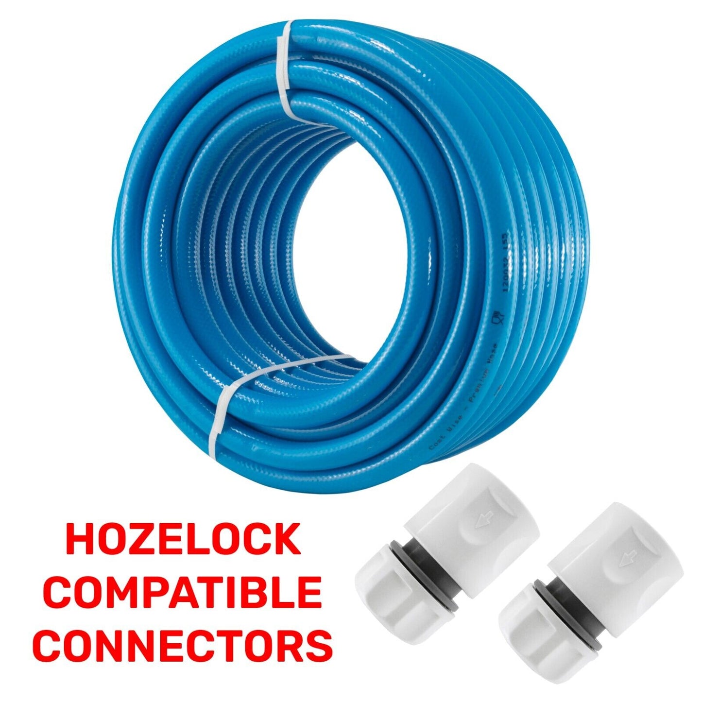 Blue Garden Hose Pipe Reel Reinforced 4-LAYER Outdoor HOSEPIPE 10M +2 Connectors