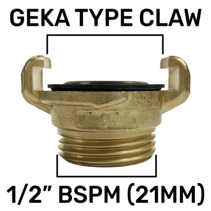 Brass GEKA Type Pro Quick Connect Claw Fitting Hose & Tap 1/2" - 1" BSP Coupling