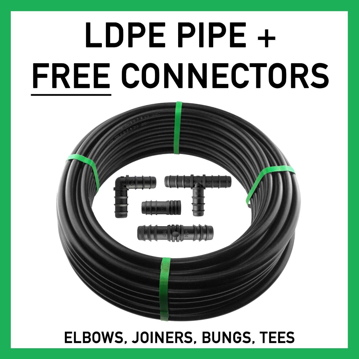 garden irrigation ldpe water pipe 13/16mm with FREE matching connectors