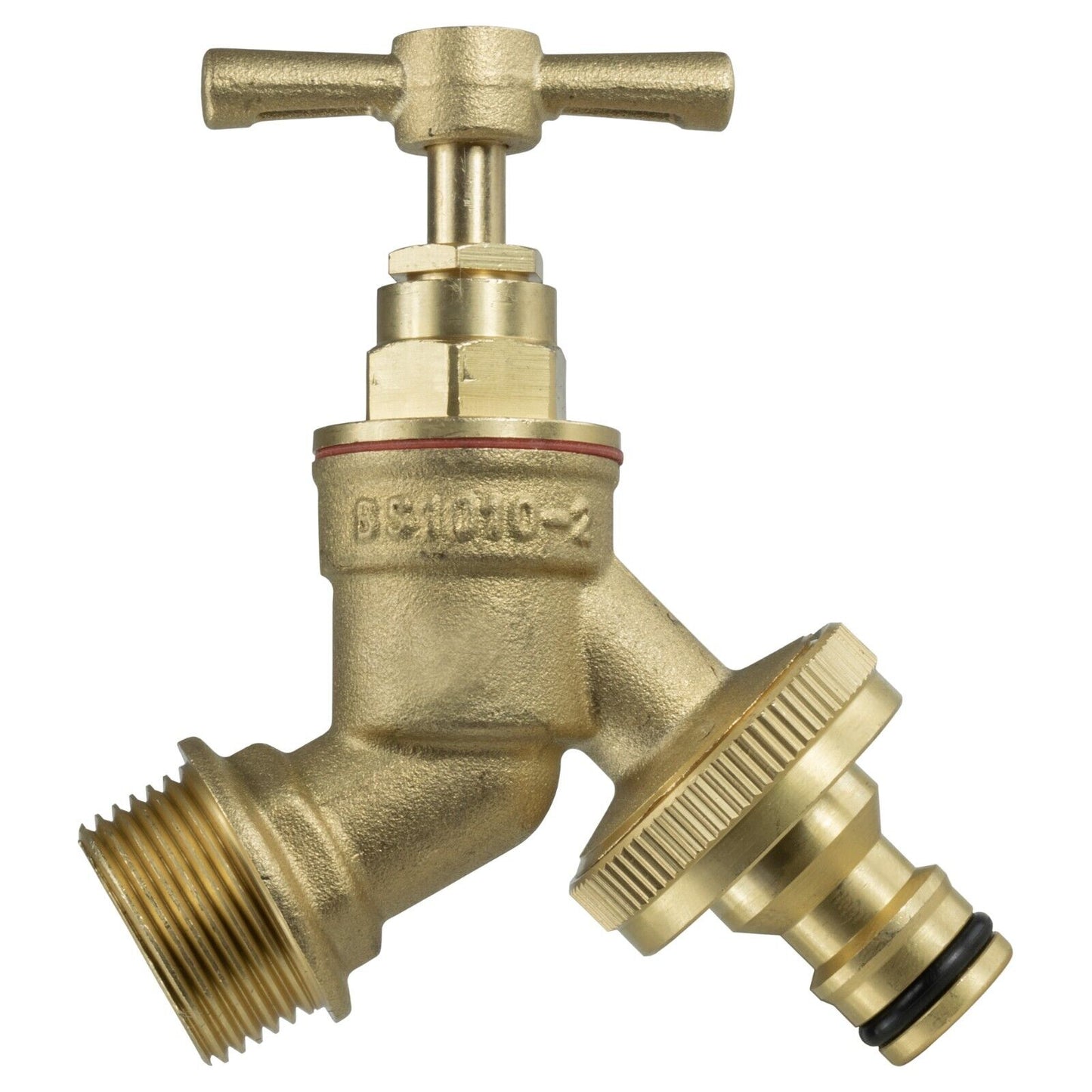 Solid Brass Garden Bib Barrel Tap Hozelock Compatible 1/2" BSPM - Quick Connect