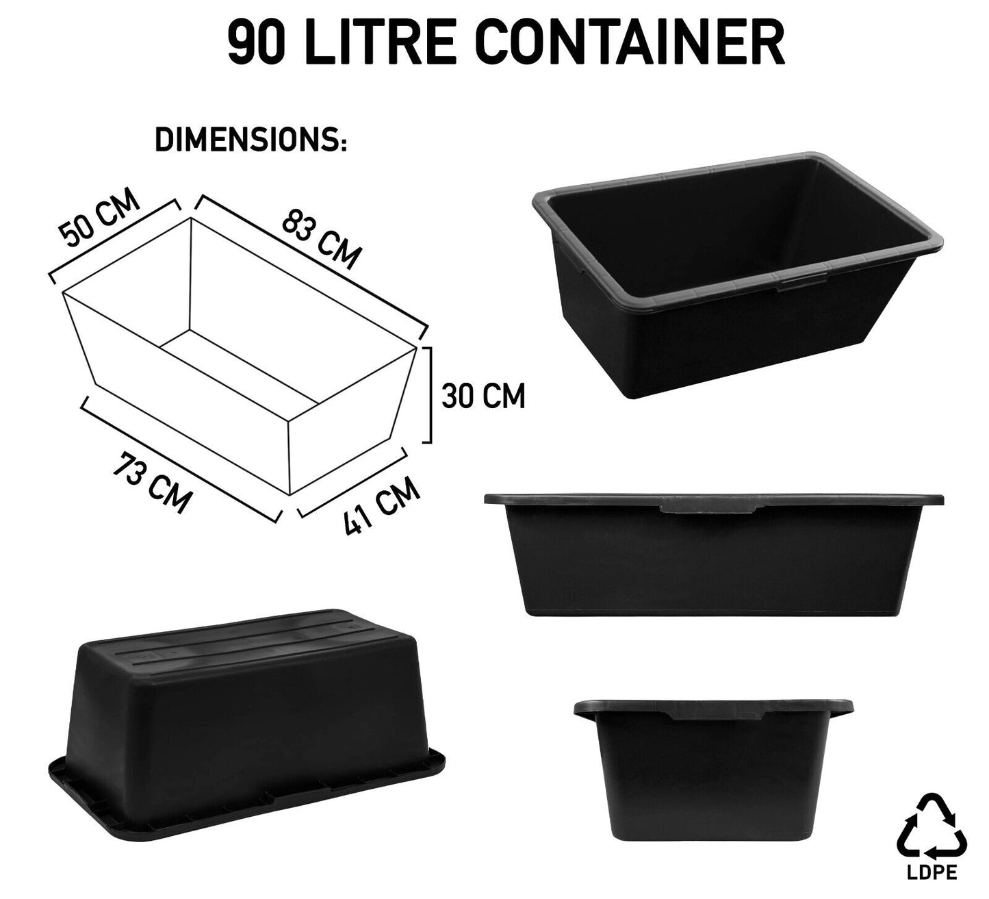 90L Mortar Mixing Tub Container LARGE Garden Construction Building Plastering