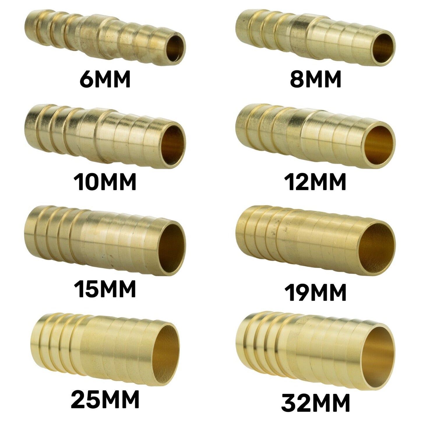 Metal Brass Straight Hose Joiner Barbed Connector Air Fuel Water Pipe Gas Tubing