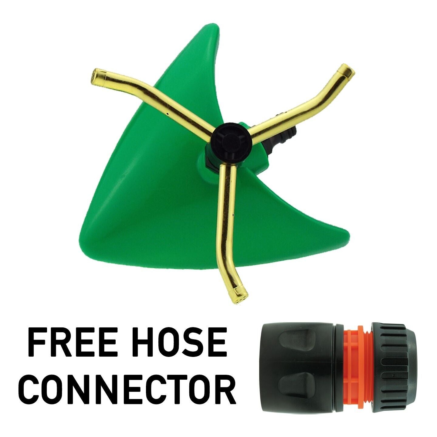 Small Rotating Lawn Sprinkler Green Leaf Style Garden Plant Watering & Connector