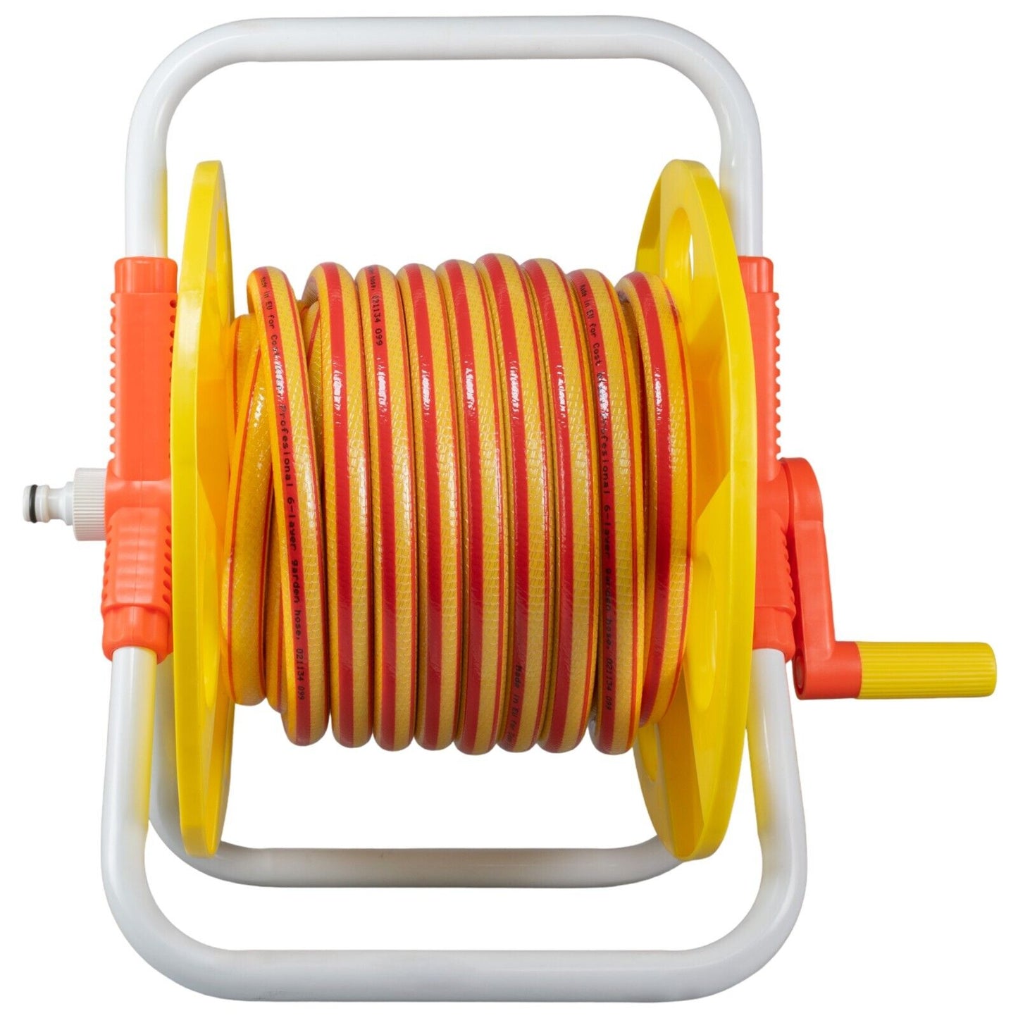 Hose Pipe Storage Reel Holder with 15m Premium 6-Layer Yellow Hose