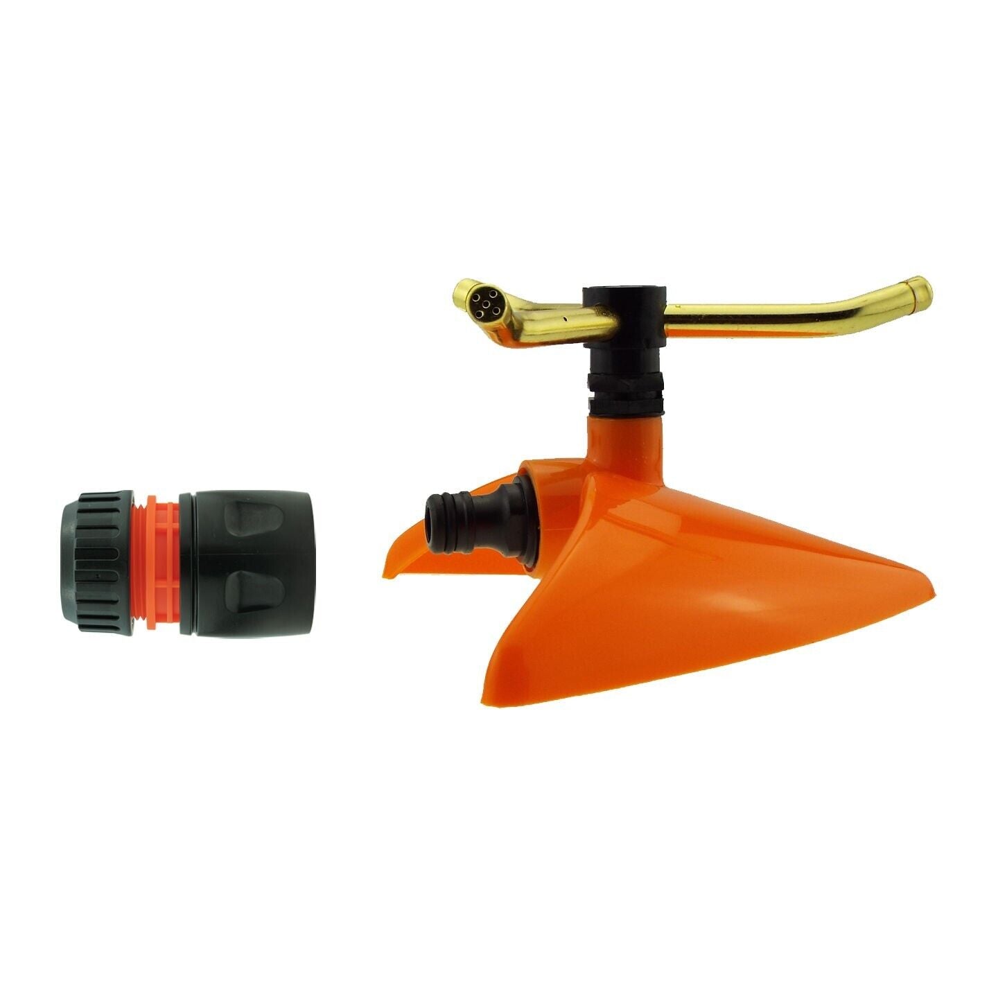 Small Rotating Leaf Sprinkler Orange Garden Lawn Plant Watering & Connector