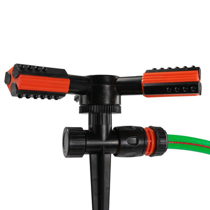 Spinning Garden Ground Spike Sprinkler 360° Spray & FREE Hose Quick Connector