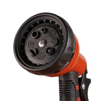 Multi-Pattern Water Sprayer Hose Gun, 8 Spray Options - Orange & Black