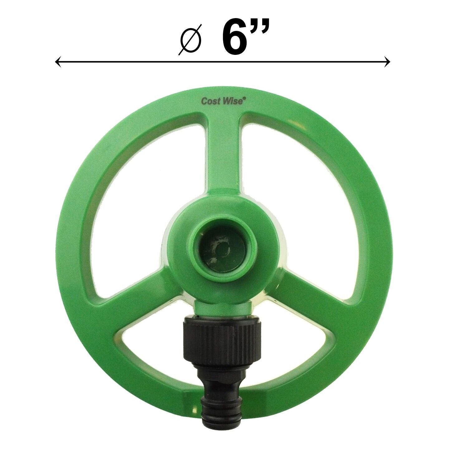 Lawn Sprinkler Garden Watering 6" Adjustable Spinning 360 Automatic 3-ARM Green