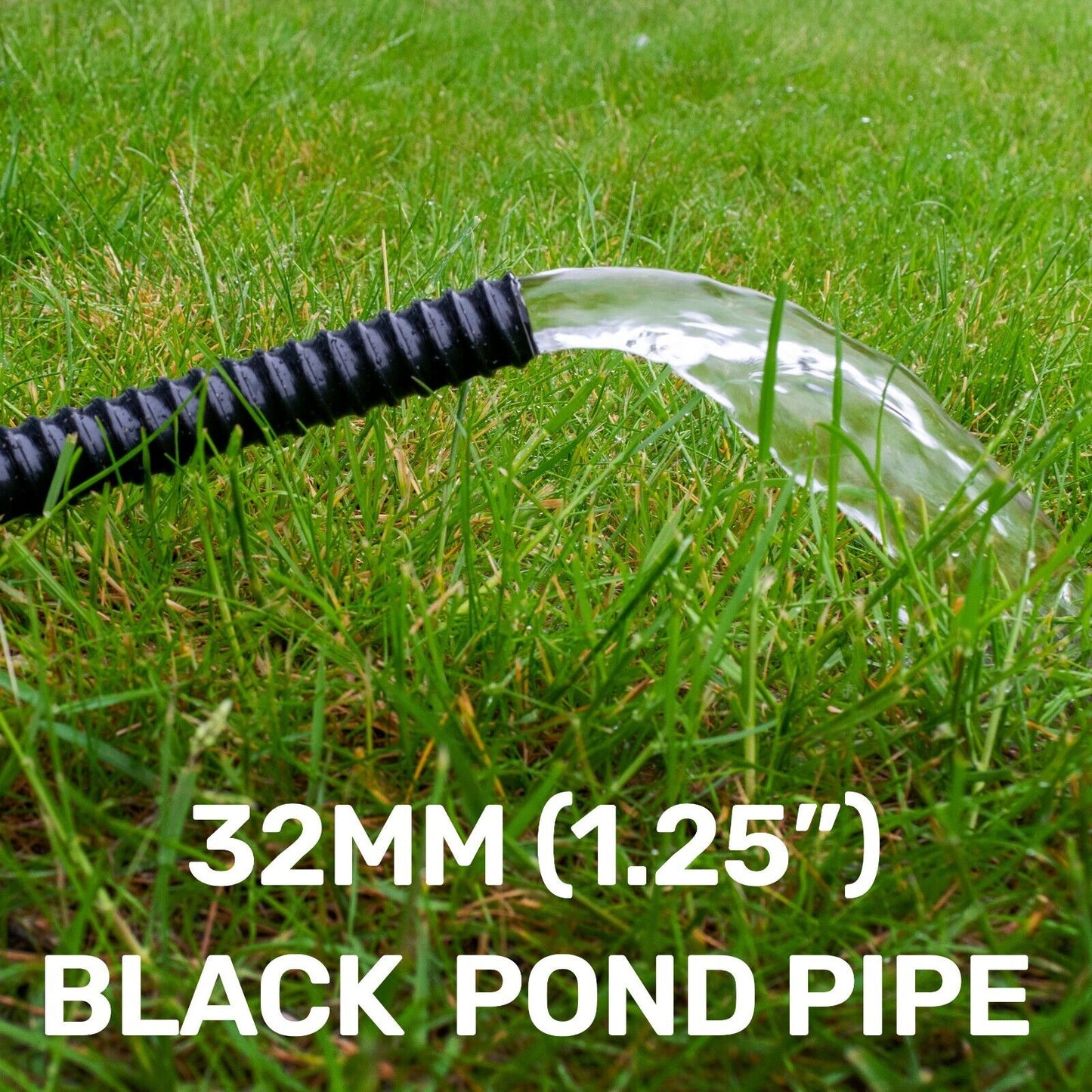 32MM BLACK CORRUGATED FLEXIBLE POND HOSE PUMP GARDEN PIPE TUBE FISH MARINE FLEXI