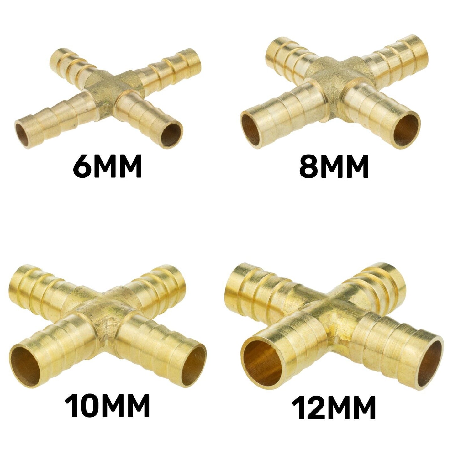 Solid BRASS Barbed 4-Way Compressor Splitter Connector for Pressure Air Gas Oil