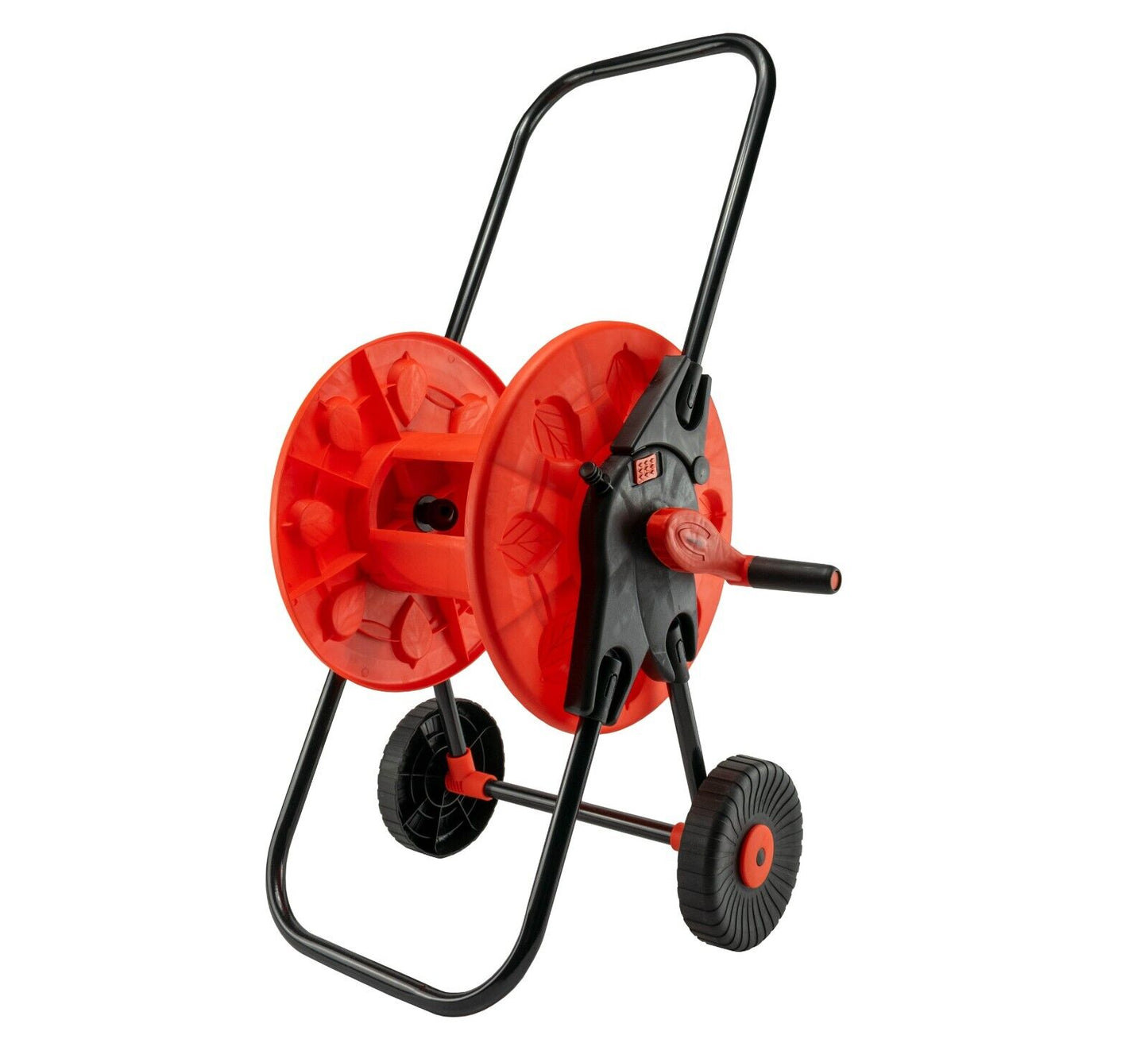 60m Garden Hose Cart Reel Trolley, Folding Handles, Free Standing, ORANGE