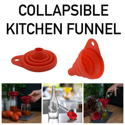 COLLAPSIBLE SILICONE FUNNEL Foldable Silicon Kitchen Hopper Practical Tool UK