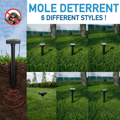 Ultrasonic Mole Repellent Deterrent, Solar Powered, Ground Spike, Pest Control