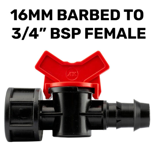 Garden Irrigation Valve 13/16mm Barb - 3/4" BSP Female Porous Hose Connector UK