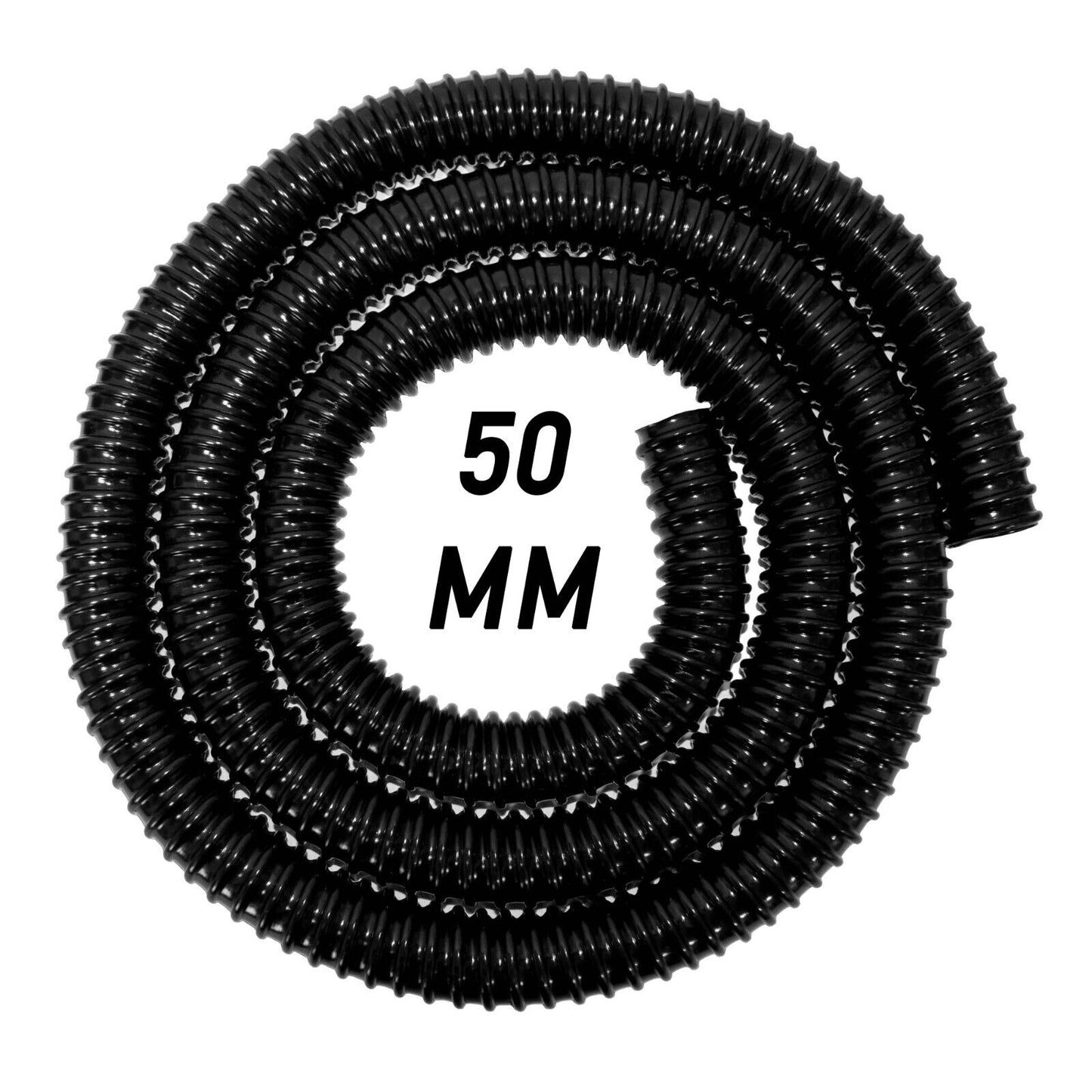 50MM (2") BLACK CORRUGATED FLEXIBLE POND HOSE PUMP GARDEN PIPE TUBE FISH MARINE