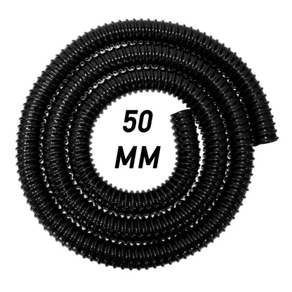 50MM (2") BLACK CORRUGATED FLEXIBLE POND HOSE PUMP GARDEN PIPE TUBE FISH MARINE