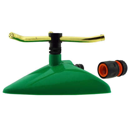 Small Rotating Lawn Sprinkler Green Leaf Style Garden Plant Watering & Connector