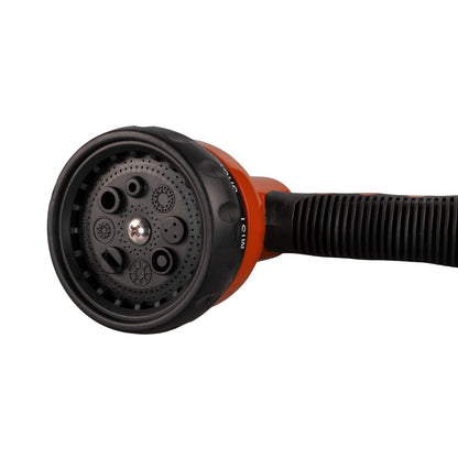 Multi-Pattern Water Sprayer Hose Gun, 8 Spray Options - Orange & Black