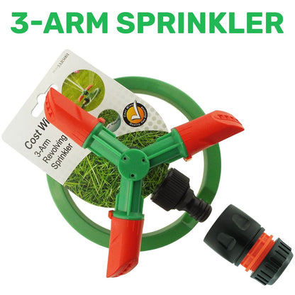 Automatic Lawn Sprinkler Garden Watering Adjustable Spinning 360 & Connector Kit