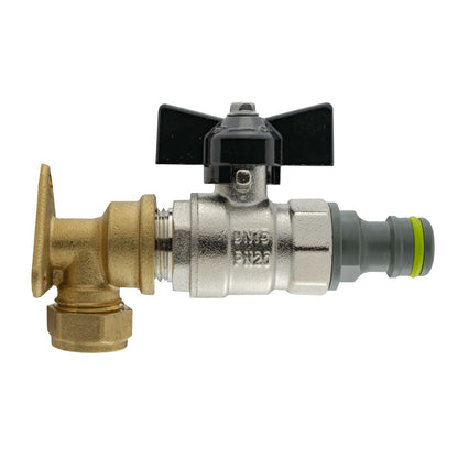 Brass Compression Wall Mount with On/Off Valve & Click Lock Quick Connector