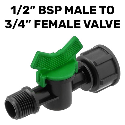 Garden Irrigation 13mm/16mm Barb, 1/2", 3/4" BSP Male & Female Plastic Valves