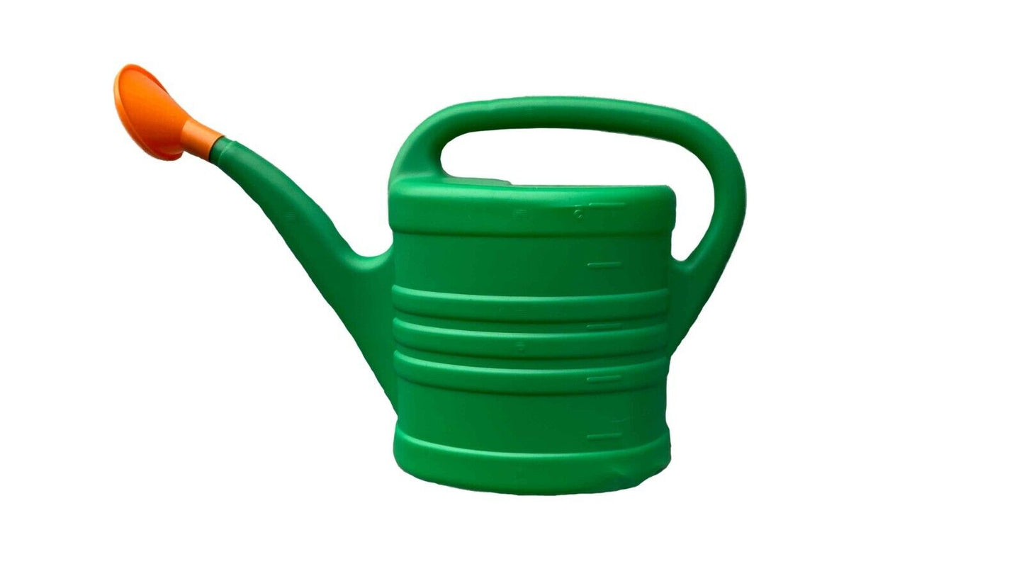 5L Green Plastic Garden Watering Can Bucket With Rose Open Sprinkler Long Spout