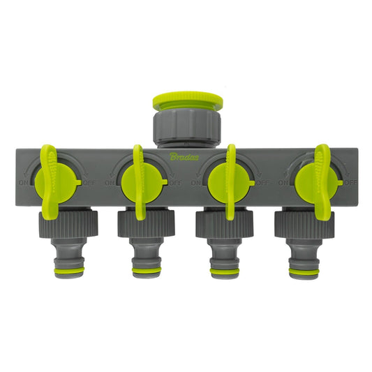 Garden Tap Splitter with Valves for Hose Pipe, Standard Click-lock Connection