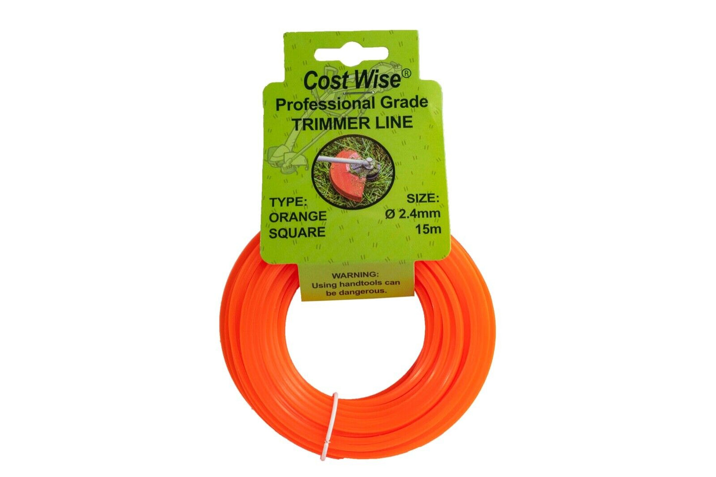 Orange SQUARE Strimmer Line, Strong 15M For Petrol Strimmers, up to 3MM THICK!