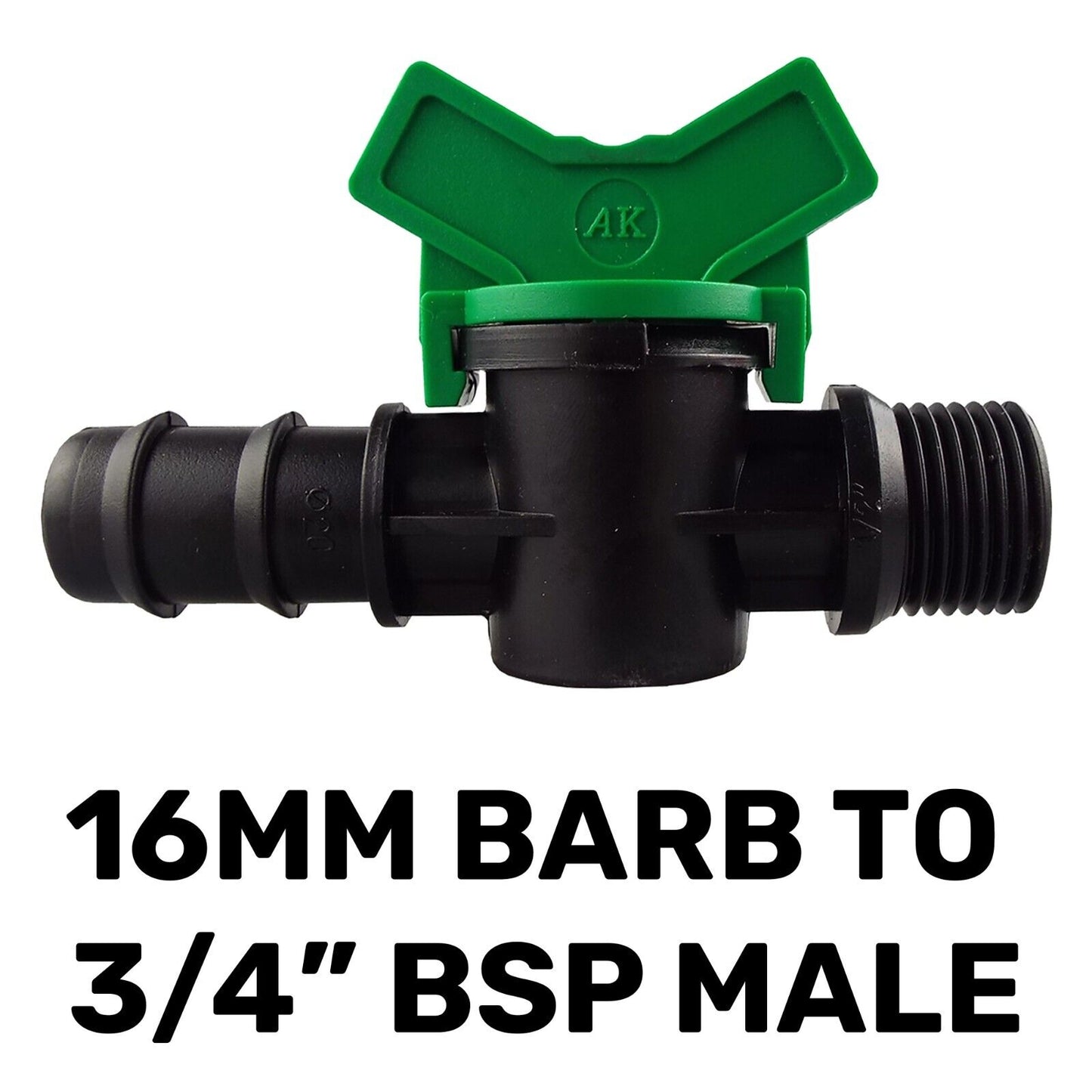 Garden Irrigation Valve 13/16mm Barb - 3/4" BSP Male Porous Water Hose Connector