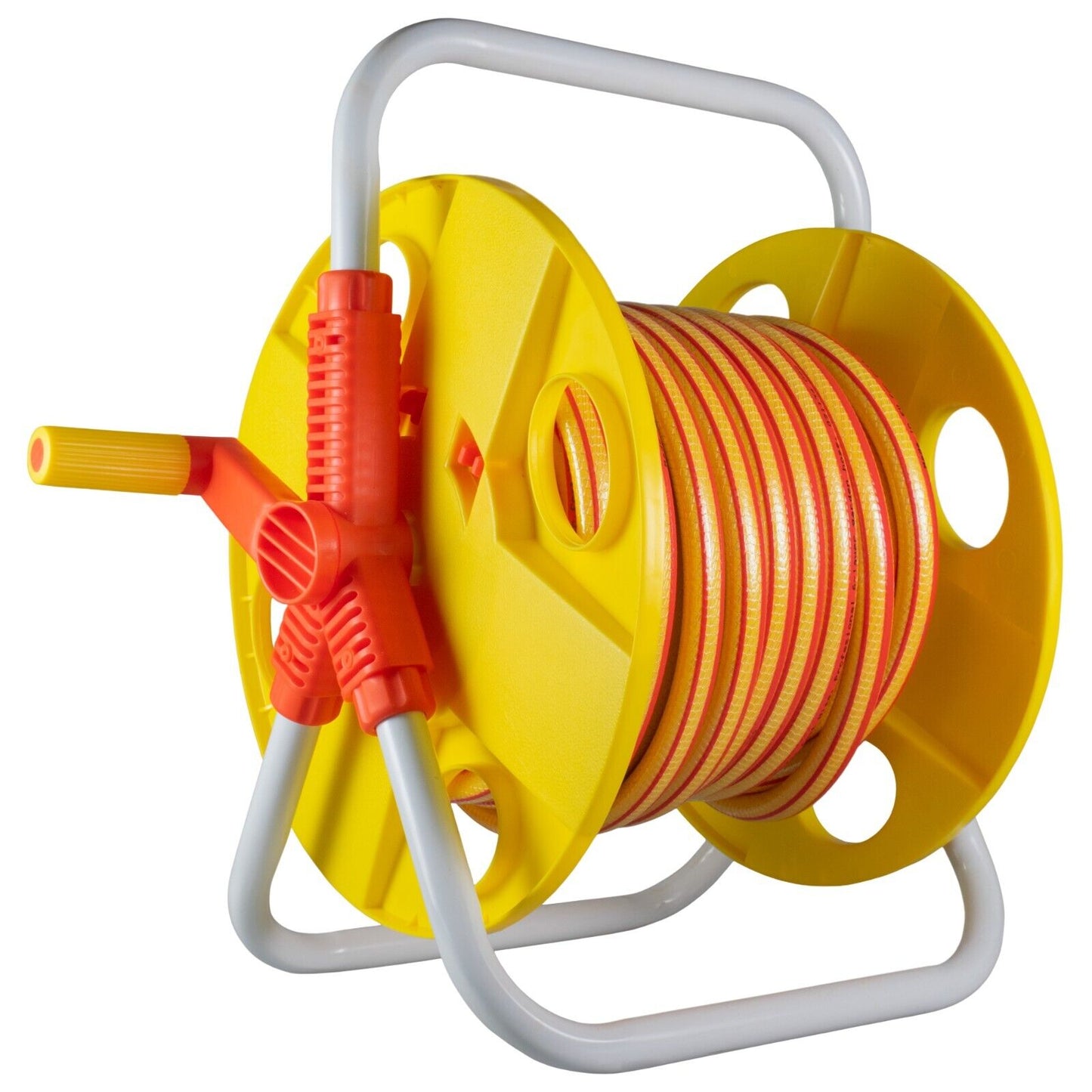 Hose Pipe Storage Reel Holder with 15m Premium 6-Layer Yellow Hose